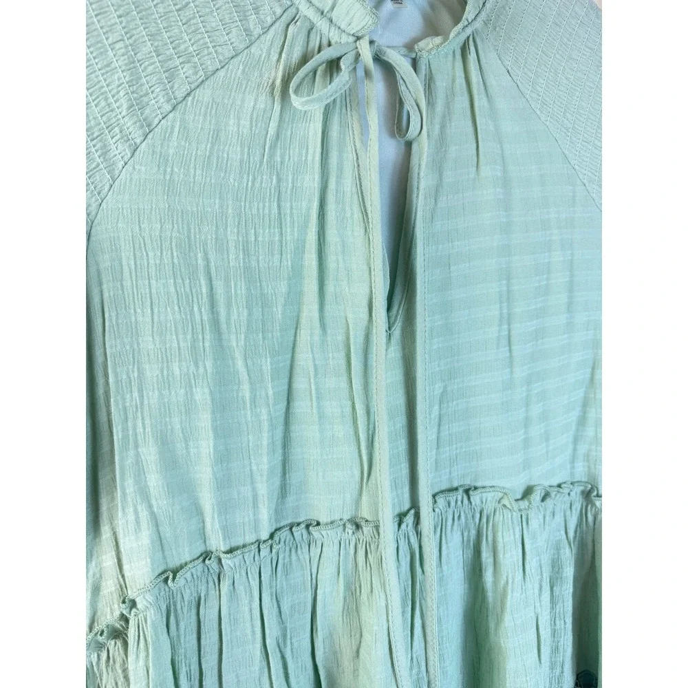 Talulah Womens Mint Green Tiered‎ Dress Medium Crinkle Easy Flowy Spring Summer